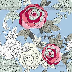 Pink peony flower seamless pattern - vector clip art