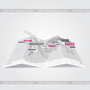 Крупнейшие города мира Map 3D - векторизованное изображение