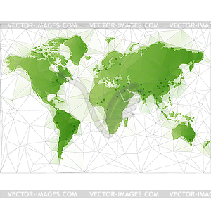 World Map with largest cities - vector image