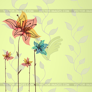 Floral hand-drawn background - vector clip art