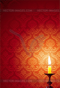 Candle on Wallpaper background - vector image