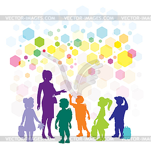 Teacher and children - vector image