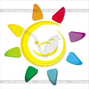 Watercolor sun - vector clipart