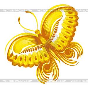 Yellow butterfly - color vector clipart