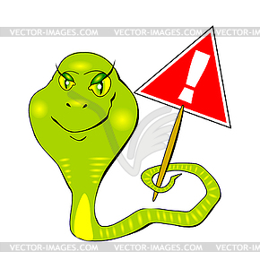 Snake with warning sign of eps - vector clipart