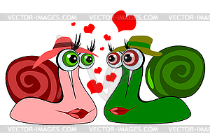 Lovers snail white background - vector image