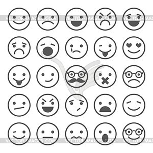 Set of smiley icons: different emotions - stock vector clipart