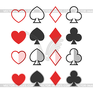 Set of hearts, clubs, spades and dimonds icons, card su - vector clipart