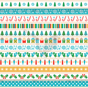 Set of Christmas tape strips - vector image