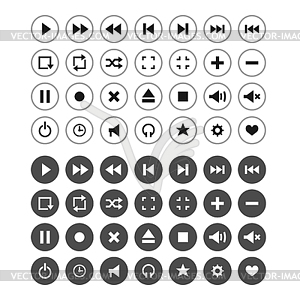 Set of audio and video symbols - vector image