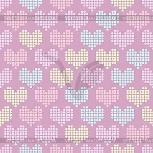 Seamless pattern with mosaic hearts - vector image