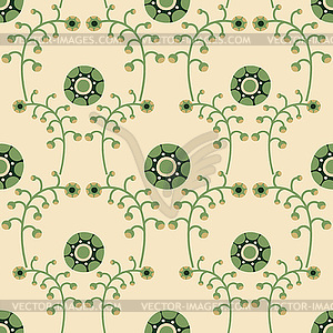 Seamless background with twigs and flowers - vector image