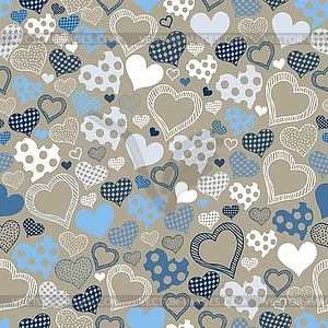 Seampless pattern with hearts on a gray background - stock vector clipart