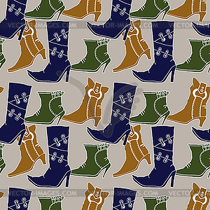 Seamless pattern with different shoes - vector image
