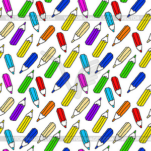 Seamless pattern of many colored pencils - vector image