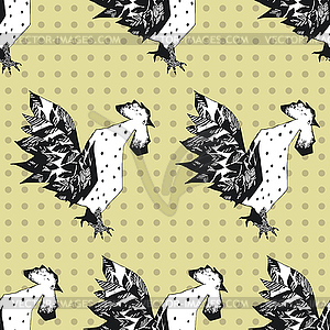 Seamless pattern with cocks - vector clipart