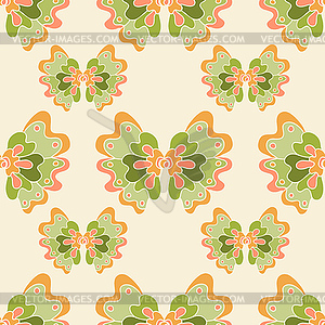 Seamless abstract pattern with green flowers - vector image