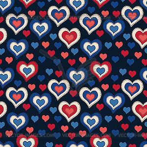 Seamless pattern with hearts on a dark background - vector clip art