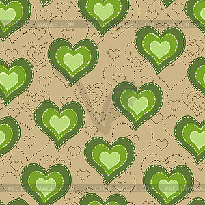 Seamless pattern with green hearts - vector image