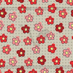 Seamless pattern with red flowers - vector image