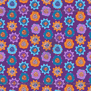 Seamless pattern with bright abstract flowers - vector image