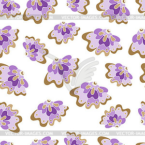 Seamless pattern with lilac flowers - vector clip art