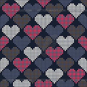 Seamless pattern with hearts of squares - vector clipart / vector image