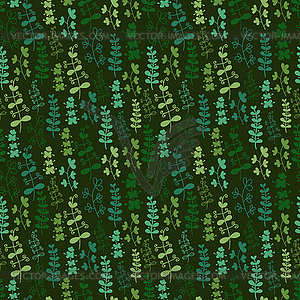 Seamless plant pattern on a green background - vector image