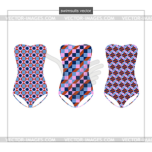 Set of sketches swimwear with a geometrical pattern - vector image
