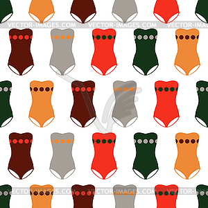 Seamless pattern of colored swimsuits - royalty-free vector clipart