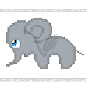 Illustration pixel elephant - vector image