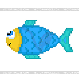 Illustration pixel fish - color vector clipart