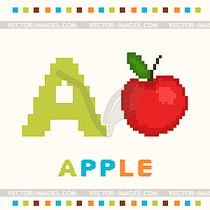 Alphabet for children, letter a and an apple isolated - vector image