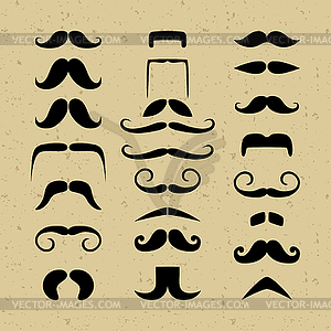 Set mustache silhouettes on a retro background - vector clipart
