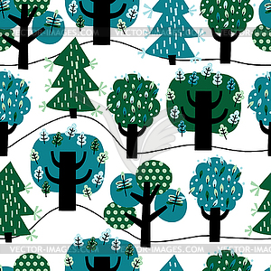 Seamless pattern with colorful trees - vector image