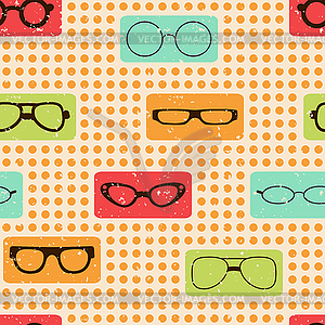 Seamless color retro pattern with glasses - vector clipart