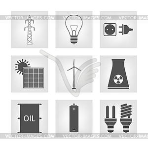 Energy, electricity icons - vector clipart / vector image