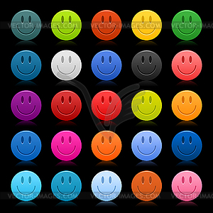 25 color round reflection black smiley simples - vector clip art