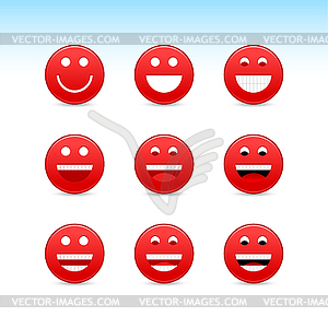 9 red smileys - vector image