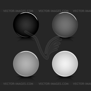 Four gray round blank web buttons - vector clip art