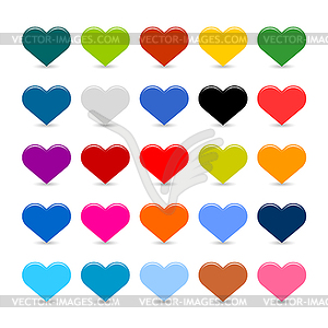 25 цветных глянцевых икон сердца - изображение в векторе / векторный клипарт