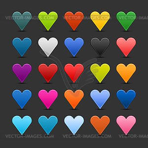 25 color heart matted icons - vector clipart