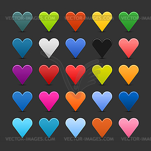25 color heart simple matted icons - vector clip art
