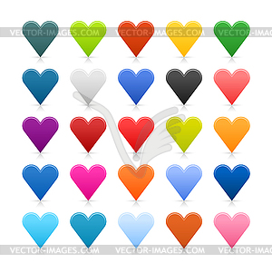 25 color heart simple matted icons - vector image