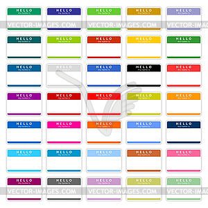 35 color name tag with shadow - vector image