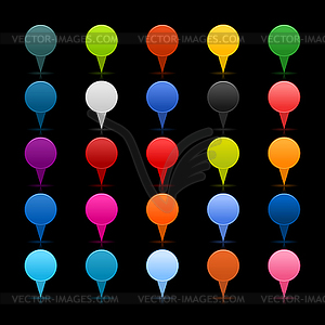 25 color round matted pins - vector clip art