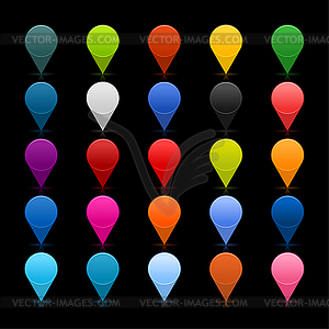 25 color round matted pins - vector clipart