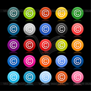 25 color web 2.0 buttons with copyright sign - vector image