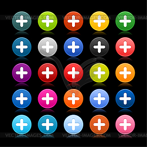 25 color web 2.0 buttons with plus sign - vector clipart