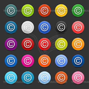 25 color web 2.0 buttons with copyright sign - vector image